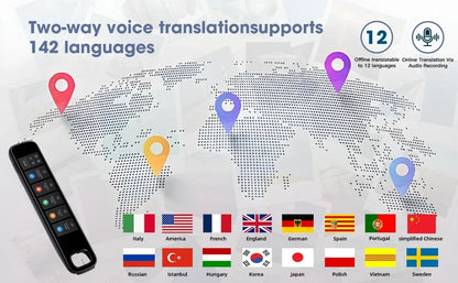 GeniusPenAI AI Translation Pen — 142 Languages | Offline Mode | Travel Translator