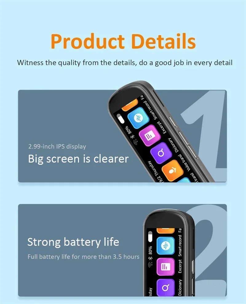 GeniusPenAI AI Translation Pen — 142 Languages | Offline Mode | Travel Translator